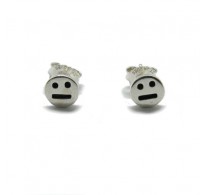E000732 Small sterling silver earrings Emoticons Smile solid 925 Empress